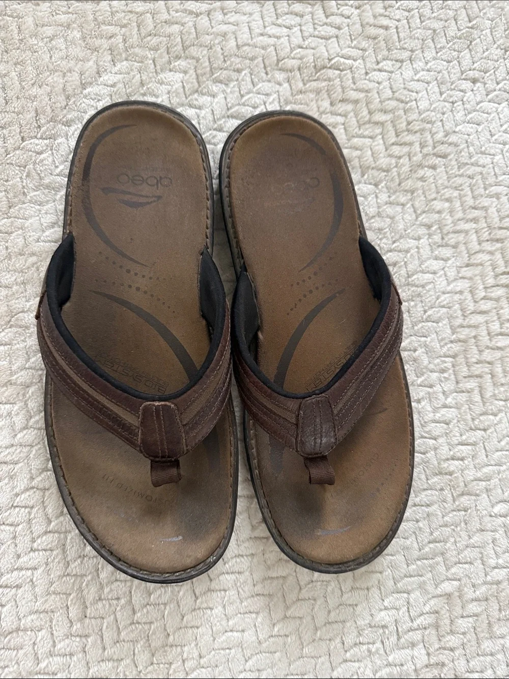 Abeo Men's Dark Brown Leather Thong Sandals